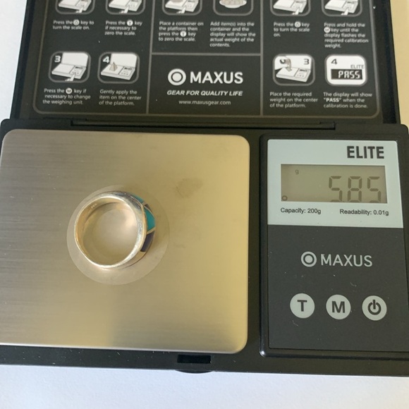 Turquoise and lapis inlay wavy band ring size 8 sterling silver 925 - Picture 4 of 7